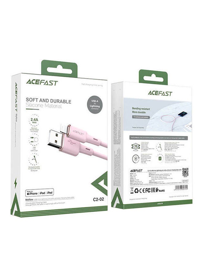 ACEFAST Usb-A To Lightning Zinc Alloy Silicone Charging Data Cable Pink - Image 2