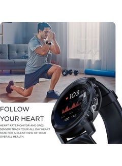 Motorola Moto Watch 100 Smartwatch - 42mm With GPS For Men And Women Up To 14 Day Battery 24/7 Heart Rate SpO2 5ATM Water Resistant AOD Android iOS Compatible Phantom Black  - Image 3
