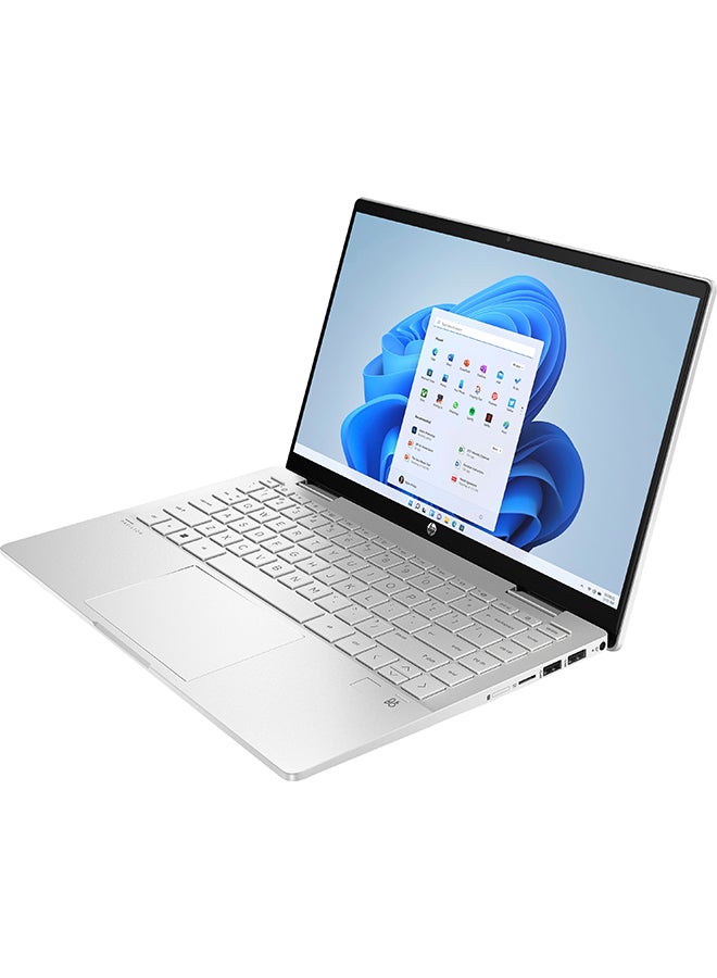 إتش بي - لابتوب بافيليون x360 قابل للتحويل 2 في 1 بشاشة مقاس 14 بوصة ومعالج كور i5 وذاكرة رام 8 جيجابايت ومحرك أقراص SSD بسعة 512 جيجابايت وبطاقة رسومات إنتل أيريس XE اللغة الإنجليزية فضي طبيعي - Image 1