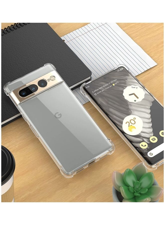 MARGOUN Soft TPU Shock Absorption Airbag Bumper Corner Anti-Fall Flexible Transparent Back Clear Case Cover For Google Pixel 7 Pro 6.7 inch Clear  - Image 3