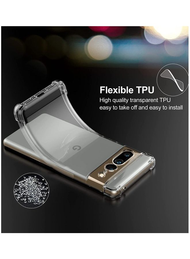 MARGOUN Soft TPU Shock Absorption Airbag Bumper Corner Anti-Fall Flexible Transparent Back Clear Case Cover For Google Pixel 7 Pro 6.7 inch Clear  - Image 4