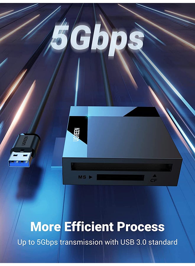 يو جرين - قارئ بطاقة USB 3.0 USB C ٤ في ١ مع بطاقات SD وMicro SD وSDHC وSDXC وCF وCFI وTF Micro SDXC وMicro SDHC وMS وMMC UHS-I التوافق مع MacBook وSanDisk وiPad Pro وGalaxy ومحول ذاكرة OTG وغيرها أسود - Image 1