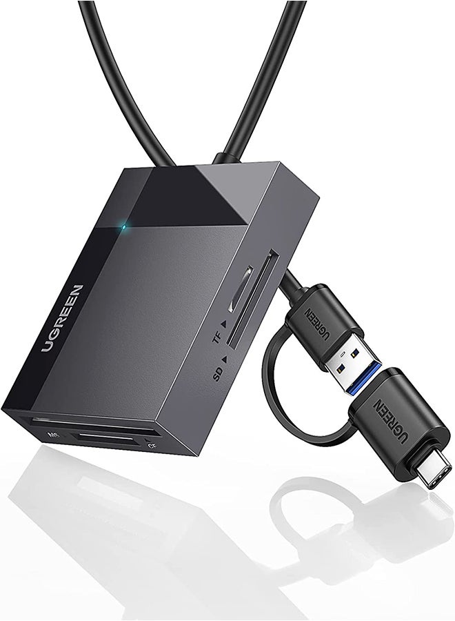 يو جرين - قارئ بطاقة USB 3.0 USB C ٤ في ١ مع بطاقات SD وMicro SD وSDHC وSDXC وCF وCFI وTF Micro SDXC وMicro SDHC وMS وMMC UHS-I التوافق مع MacBook وSanDisk وiPad Pro وGalaxy ومحول ذاكرة OTG وغيرها أسود - Image 1
