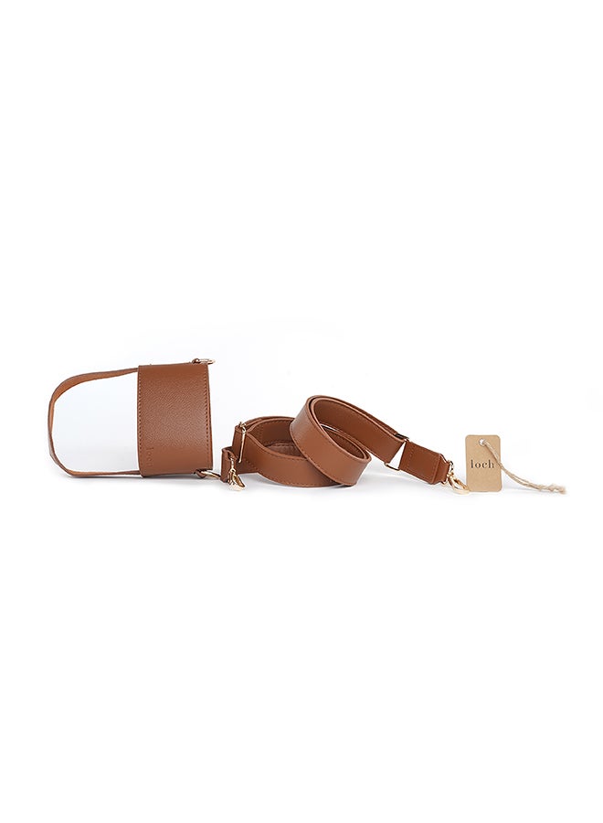 LOCH Water Bottle Brown Strap Gold Metal 1200ml - Image 1