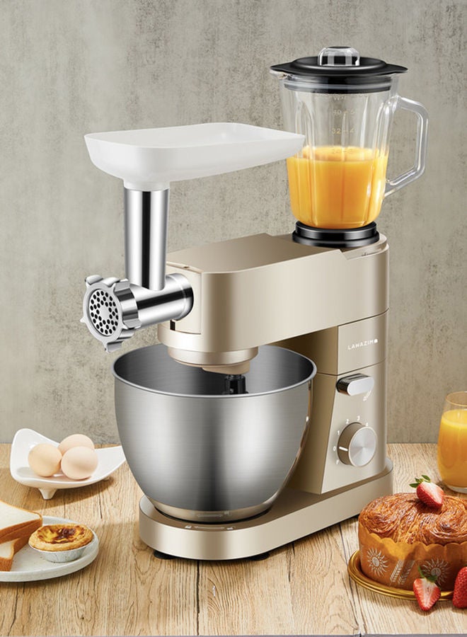 LAWAZIM 3-In-1 Professional Electric Dough Stand With Mixer Grinder And Juicer 5.5 L 1200.0 W 05-2162-01 Gold  - Image 4