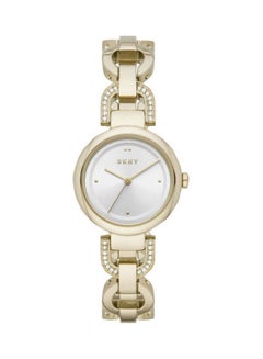 Women's Strass Embellished Two-Tone Stainless Steel Round Analog Water Resistant Watch NY2850
