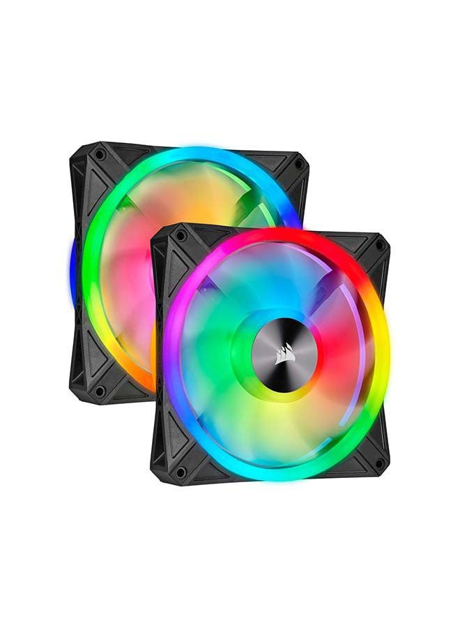 CORSAIR - QL Series, QL140 RGB, 140mm RGB LED Fan, Dual Pack with Lighting Node Core Black - Image 1