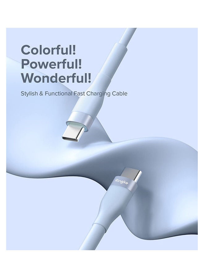 Ringke Fast Charging Pastel Cable USB Type C to Type C 2m Long Lasting Auto Turn Off Charge Once Battery Is Full Blue - Image 2
