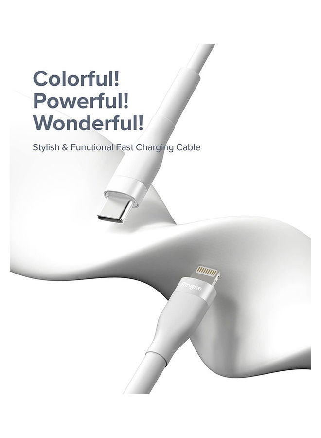 Ringke Fast Charging Pastel Cable USB Type C To Lightning 2m Long Lasting Auto Turn Off Charge Once Battery Is Full White - Image 2