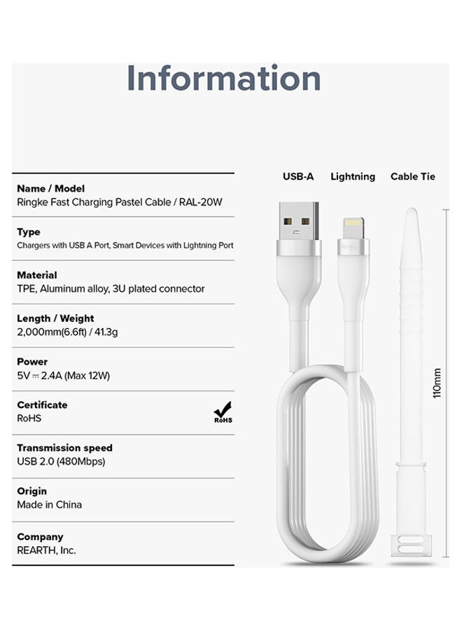 Ringke Fast Charging Pastel Cable USB Type A To Lightning 2m Long Lasting Auto Turn Off Charge Once Battery Is Full Blue  - Image 2