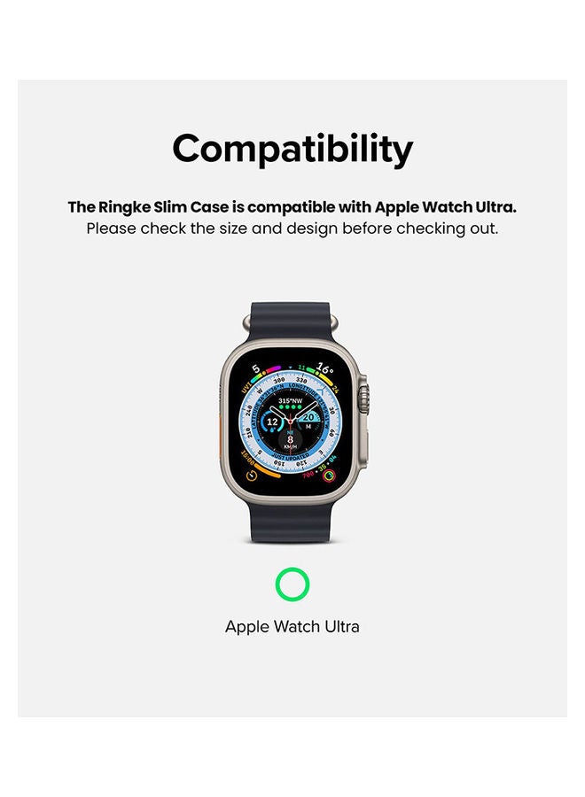Ringke Pack Of 2 Slim Case For Apple Watch Ultra 49mm Bezel Frame Only Premium Polycarbonate Hard Thin Cover Clear/Matte Black  - Image 2