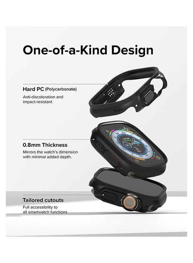 Ringke Pack Of 2 Slim Case For Apple Watch Ultra 49mm Bezel Frame Only Premium Polycarbonate Hard Thin Cover Clear/Matte Black  - Image 3