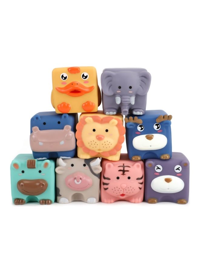 مون مجموعة كتل بناء الحيوانات من 9 قطع، لعبة تعليمية قابلة للضغط والتكديس - Image 1