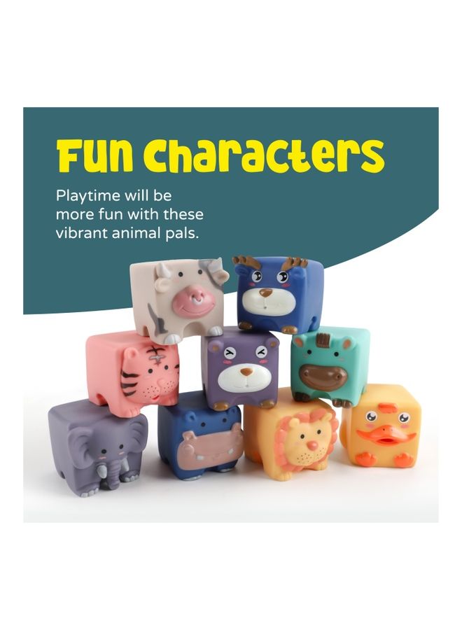 مون مجموعة كتل بناء الحيوانات من 9 قطع، لعبة تعليمية قابلة للضغط والتكديس - Image 2