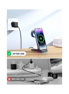 JOYROOM JR-WQN01 15W Wireless 3 In 1 Magnetic Charging Station For Phone Watch And Earphone Black  - Image 5