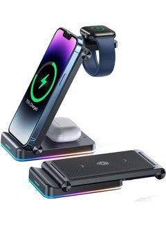 JOYROOM JR-WQN01 15W Wireless 3 In 1 Magnetic Charging Station For Phone Watch And Earphone Black  - Image 1