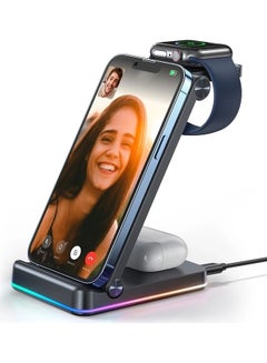 JOYROOM JR-WQN01 15W Wireless 3 In 1 Magnetic Charging Station For Phone Watch And Earphone Black  - Image 3