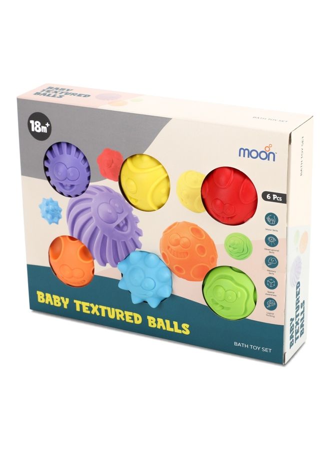 Moon - Sensory Textured Toy 6 Pcs Solid Color Vibrant Balls ‎25 x 5 x 19.5cm - Image 1