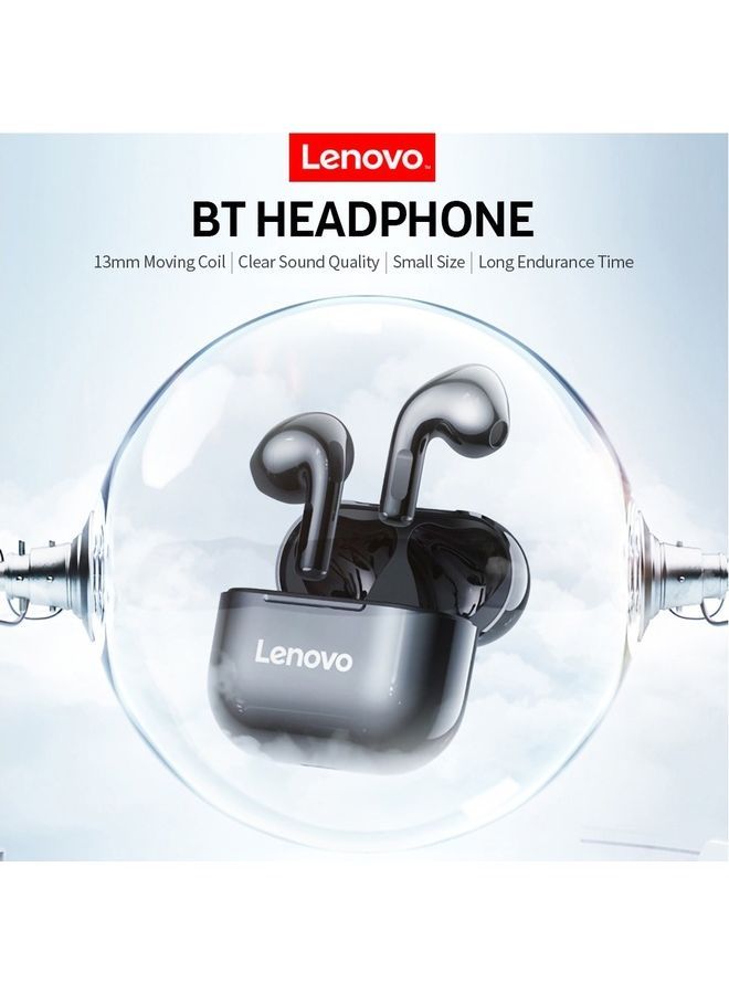 Lenovo - LP40 TWS Wireless Earphone Bluetooth 5.0 Dual Stereo Bass Touch Control IP54 Life Waterproof Black - Image 1