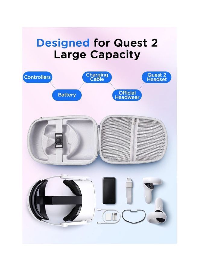جوي روم - حقيبة حمل صلبة متوافقة مع سماعة ألعاب الواقع الافتراضي Oculus Quest 2 الكل في واحد ووحدات تحكم تعمل باللمس مناسبة للحمل والسفر وحقيبة تخزين المنزل باللون الرمادي لون رمادي - Image 1