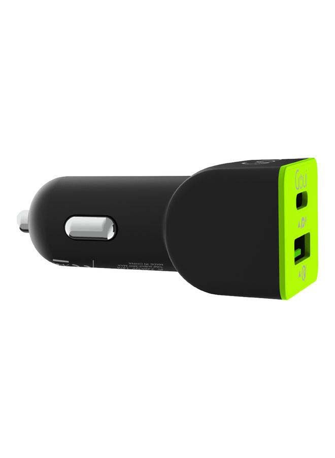 جوي - شاحن سيارة دو بي دي 2USB 36W – شحن سريع بتقنية PD و Qualcomm Quick Charge لهواتف آيفون، أندرويد، أجهزة لوحية، وكمبيوترات محمولة أسود/أخضر - Image 1
