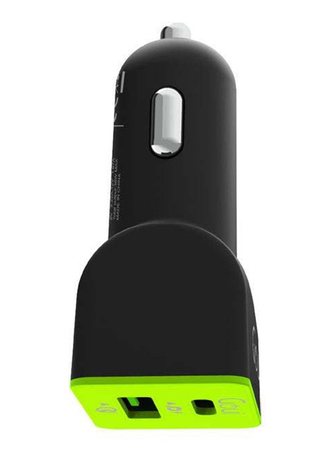 جوي - شاحن سيارة دو بي دي 2USB 36W – شحن سريع بتقنية PD و Qualcomm Quick Charge لهواتف آيفون، أندرويد، أجهزة لوحية، وكمبيوترات محمولة أسود/أخضر - Image 1