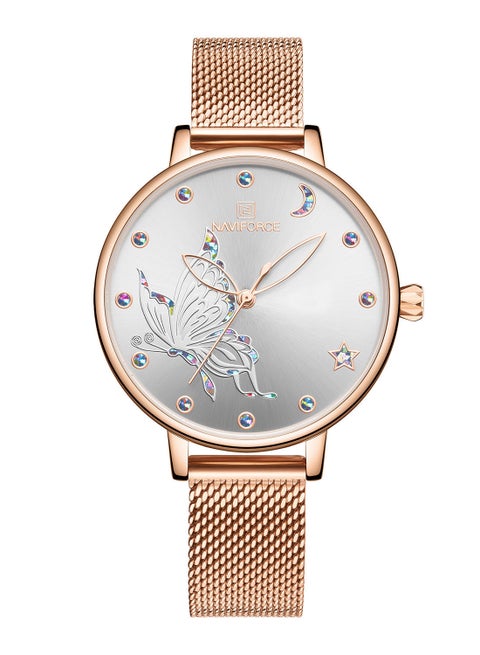 Women's Stainless Steel Analog Wrist Watch NF5011 RG/W