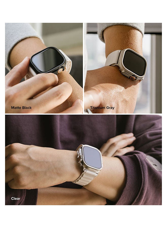 Ringke Slim Case For Apple Watch Ultra 49mm Bezel Frame Only Premium Polycarbonate Hard Thin Cover Pack Of 2 Clear/Titanium Grey  - Image 3