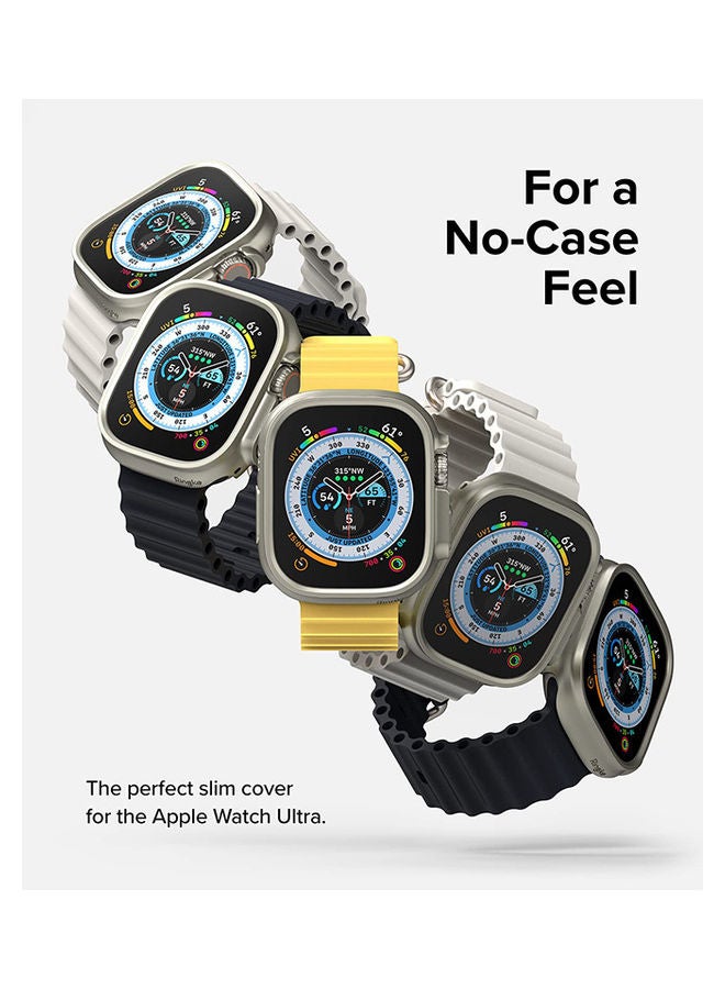 Ringke Slim Case For Apple Watch Ultra 49mm Bezel Frame Only Premium Polycarbonate Hard Thin Cover Pack Of 2 Clear/Titanium Grey  - Image 4