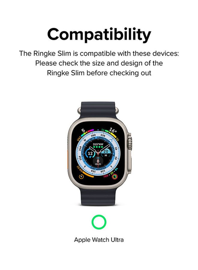 Ringke Slim Case For Apple Watch Ultra 49mm Bezel Frame Only Premium Polycarbonate Hard Thin Cover Pack Of 2 Clear/Titanium Grey  - Image 2
