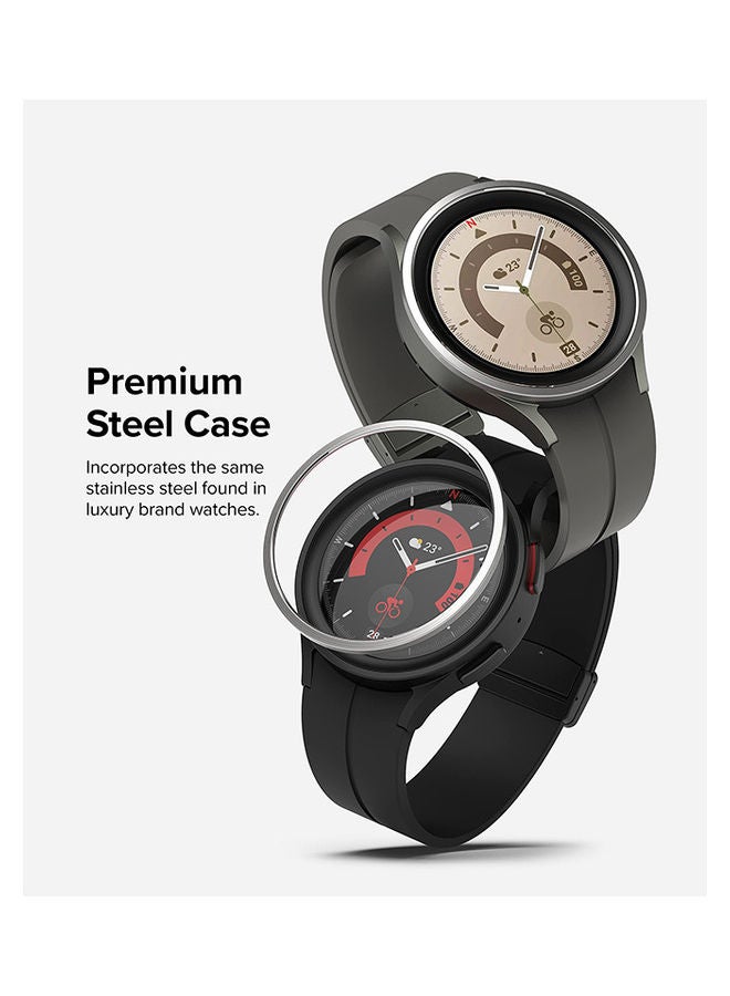 Ringke Bezel Styling For Samsung Galaxy Watch 5 Pro 45mm Adhesive Frame Ring Cover Anti Scratch Stainless Steel Protector Accessory Silver  - Image 3