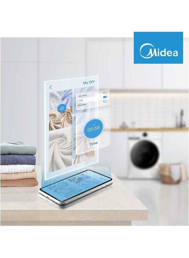 Midea - 10KG Front Load Smart Washing Machine With Lunar Dial, 1400 RPM, 14 Programs, Fully Automatic Washer With Wide Door, Digital LED Display,Child Lock, Steam Care, Wi-Fi Connectivity 10 kg MF200W100WBW White - Image 1