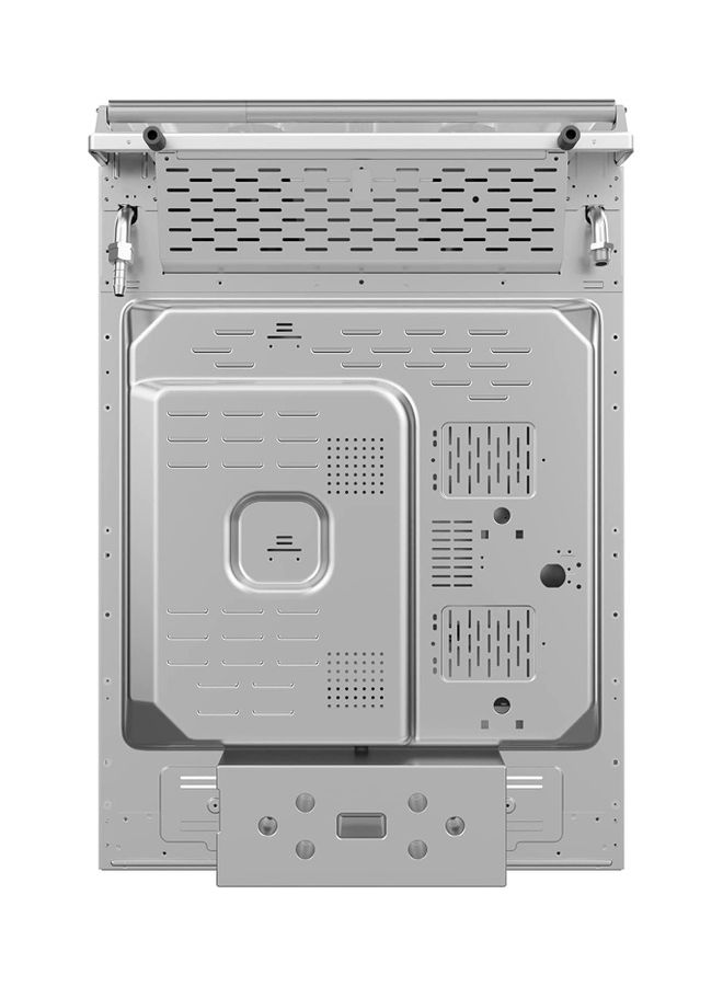 Freestanding Cooker With Convection Fan Gas 4 Burners Automatic Ignition & Full Safety Cast Iron Pan Support Double Knob For Grill & Oven Control EME6060-C Silver