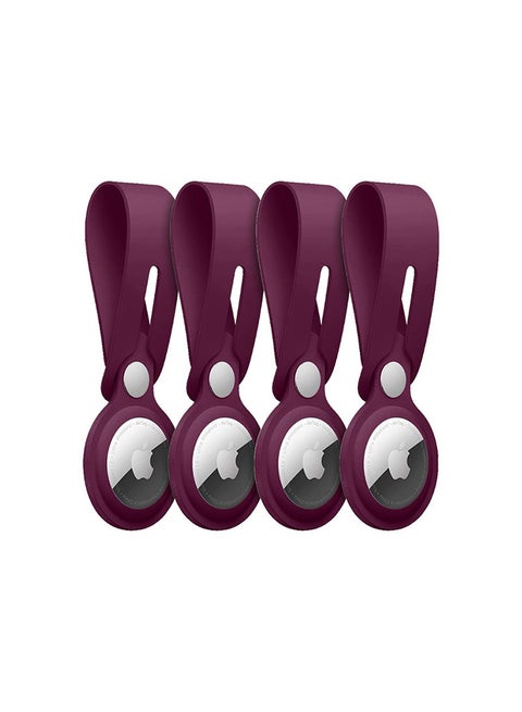 4-Piece AirTag Case Silicone Loop Anti-Lost Carry Case Keychain For Apple AirTags Plum