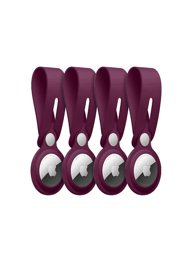MARGOUN - 4-Piece AirTag Case Silicone Loop Anti-Lost Carry Case Keychain For Apple AirTags Plum - Image 1