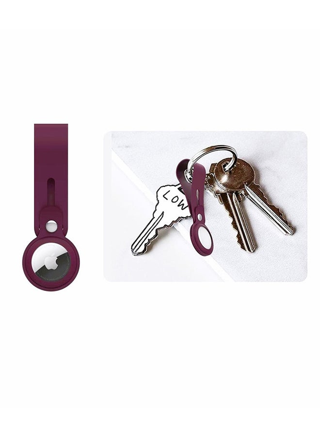 MARGOUN - 4-Piece AirTag Case Silicone Loop Anti-Lost Carry Case Keychain For Apple AirTags Plum - Image 1