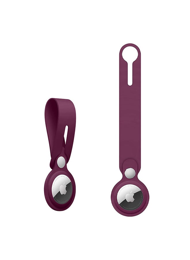 MARGOUN - 4-Piece AirTag Case Silicone Loop Anti-Lost Carry Case Keychain For Apple AirTags Plum - Image 1