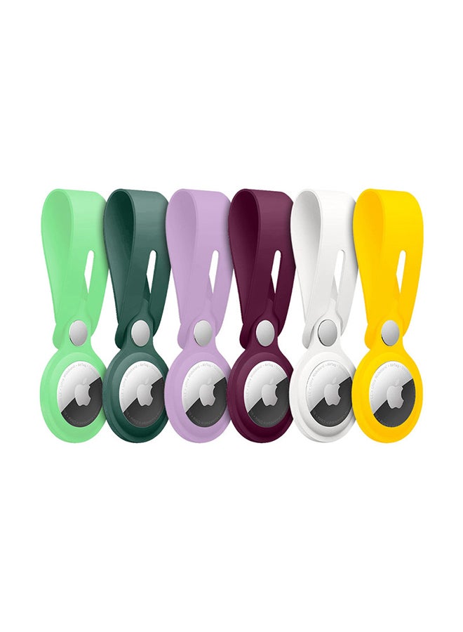 MARGOUN - 6-Piece Silicone Loop Anti-Lost AirTag Carry Case Keychain For Apple AirTags Multicolor - Image 1