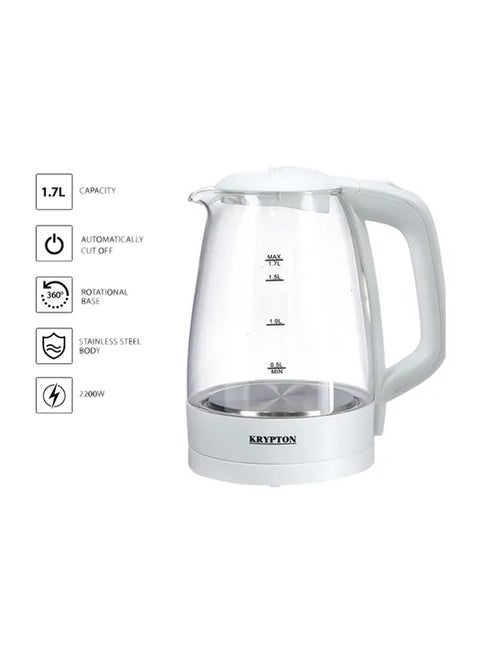 Electric Glass Kettle,360-Degree Rotational Base 1.7 L 2200 W KNK5276 Clear