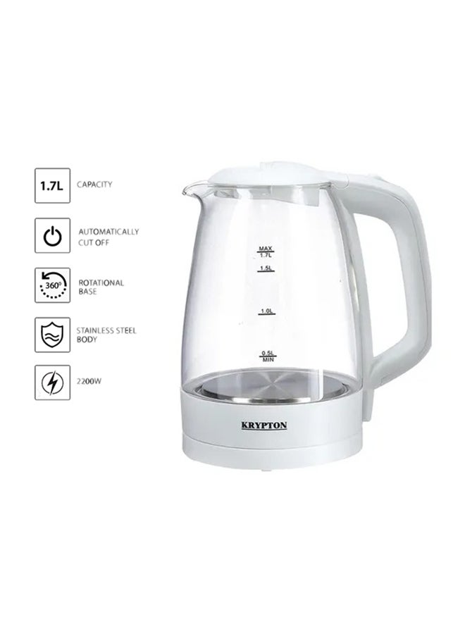 KRYPTON - Electric Glass Kettle,360-Degree Rotational Base 1.7 L 2200 W KNK5276 Clear - Image 1