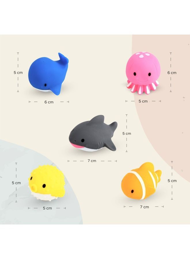 Moon Baby Aquatic Life Characters 5 Pcs Bath Fish Toys For Toddlers 18 x 1 x 27cm - Image 4