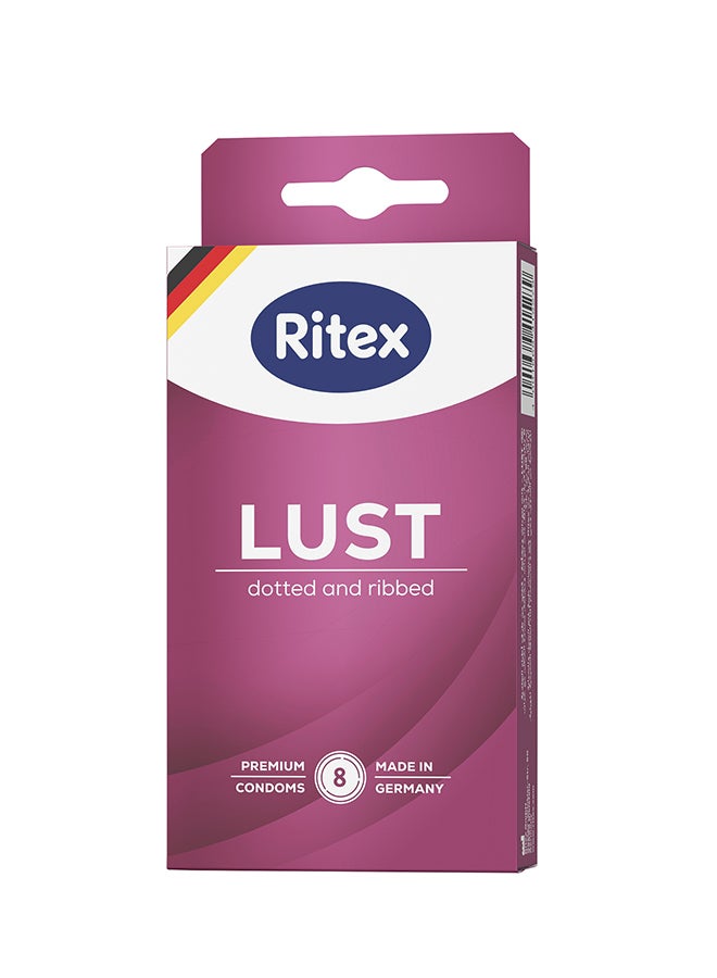 سعر ومواصفات ريتكس الواقي الذكري LUST (منقط ومضلع) عبوة من 8 قطع (N44468312A) على Noon EG