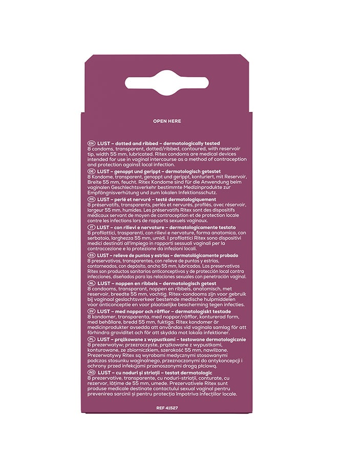 ريتكس الواقي الذكري LUST (منقط ومضلع) عبوة من 8 قطع - Image 2