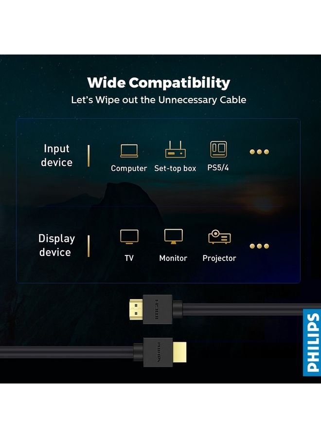 فيليبس كابل HDMI فائق السرعة 8K أسود أسود - Image 4