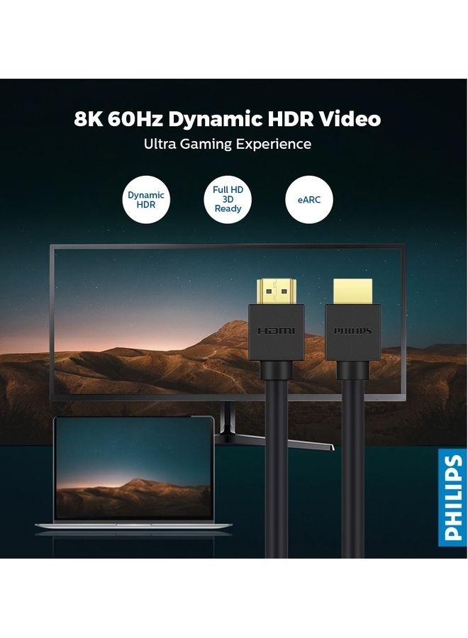 فيليبس كابل HDMI فائق السرعة 8K أسود أسود - Image 2
