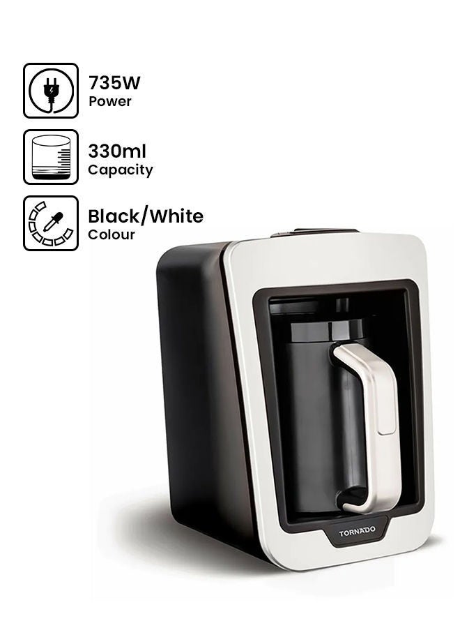 تورنيدو محضرة قهوة تركي أوتوماتيك 330مل 330 ml 735 W TCME-100 W أبيض x أسود  - Image 1
