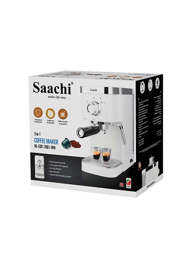 Saachi 3 In 1 Espresso Coffee Maker 1.25 L 1450 W NL-COF-7061-WH White  - Image 4