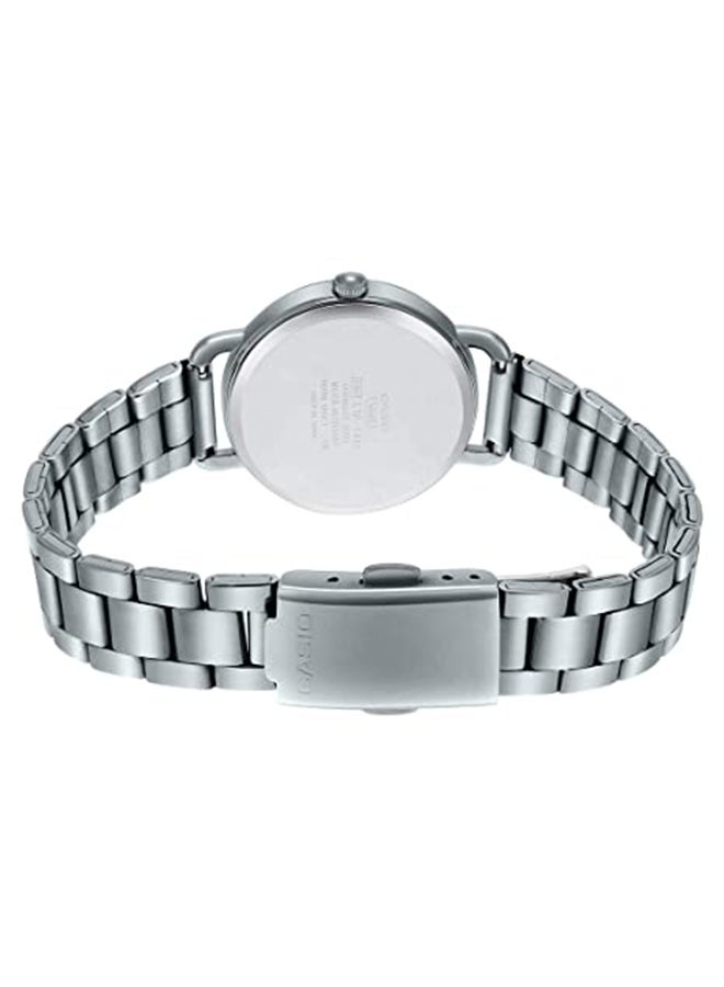 كاسيو ساعة يد كوارتز بعقارب بسوار من الستانلس ستيل طراز LTP-E414D-1ADF أسود/ فضي للنساء - Image 4