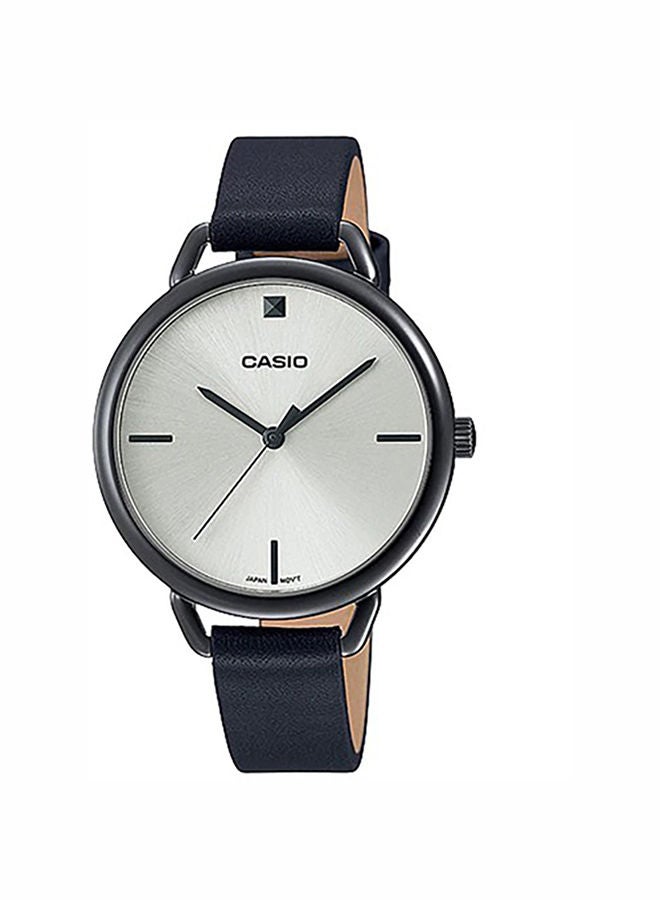 CASIO - Women's Leather Analog Quartz Wrist Watch LTP-E415GRL-1CDF white/Blue - Image 1