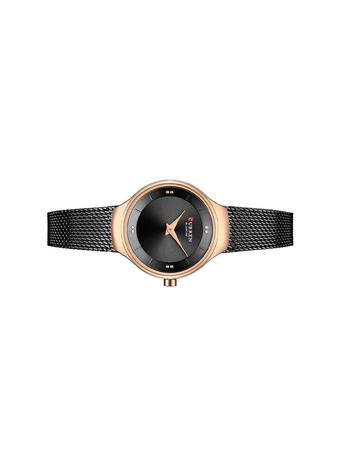 CURREN - Women's Waterproof Stainless Steel Mesh BAnd Quartz Watch 9028 - 27 mm - Black - Image 1